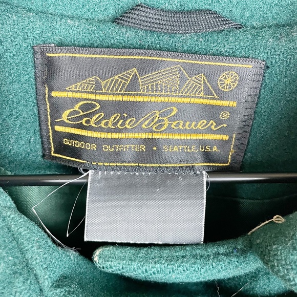Vintage Eddie Bauer Duffle Coat Hunter Green Wooden Toggle Front Wool Jacket - Picture 8 of 11